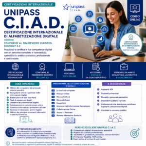 Certificazione UNIPASS C.I.A.D. – Certificazione Internazionale di Alfabetizzazione Digitale – Riconosciuto MIM