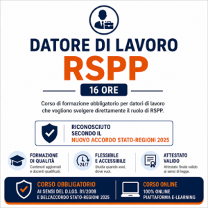 Corso datore di lavoro (come da nuovo Accordo Stato-Regioni 2025)