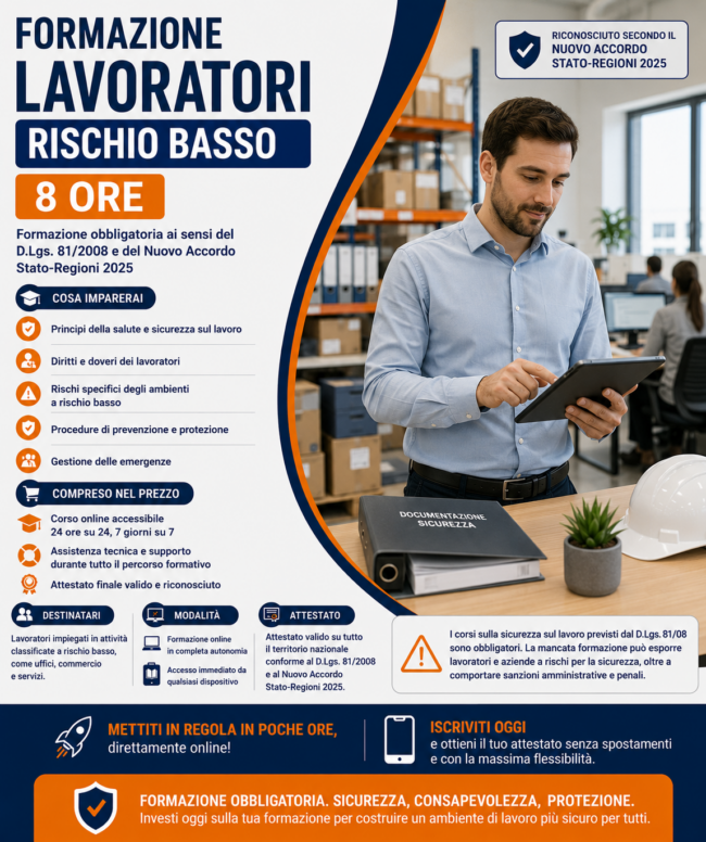 Corso Formazione Lavoratori rischio basso - immagine 2